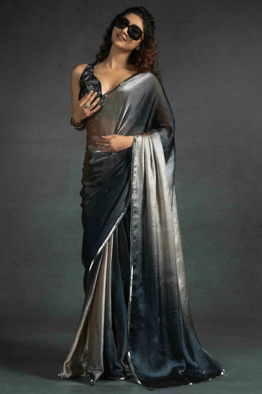Beige Colour Fendi Satin Silk Ready To Wear Saree SD1122038