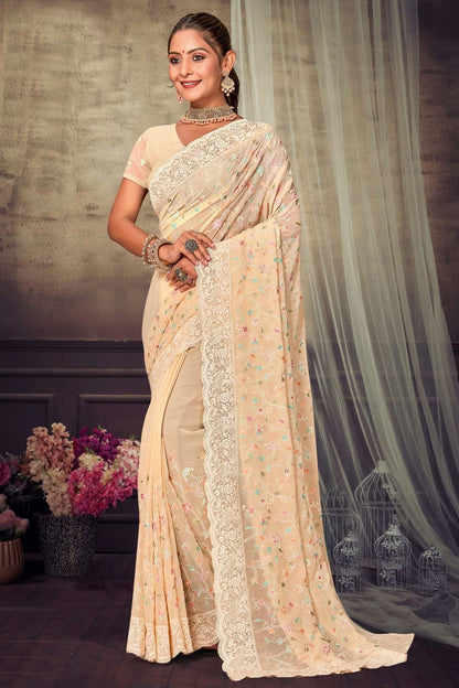 Beige Colour Georgette Designer Saree LC1121556