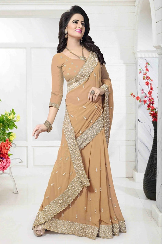Beige Colour Georgette Designer Saree SD1090333
