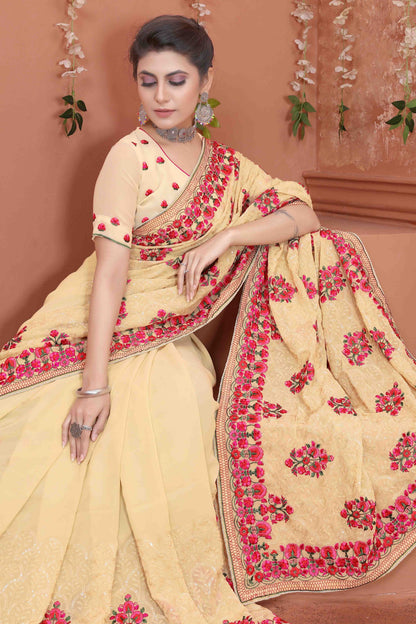 Beige Colour Georgette Designer Saree SD1090536 A
