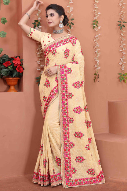 Beige Colour Georgette Designer Saree SD1090536