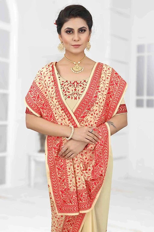 Beige Colour Georgette Designer Saree SD1090627 A