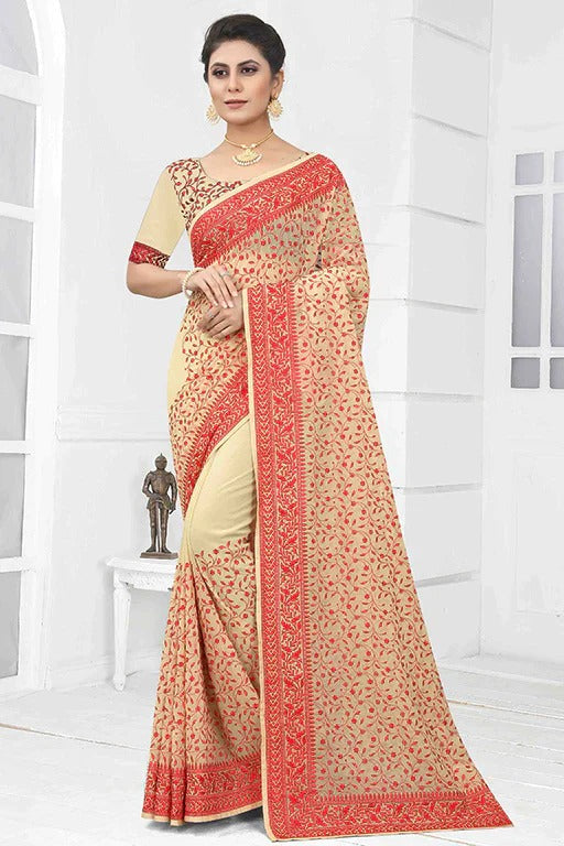 Beige Colour Georgette Designer Saree SD1090627