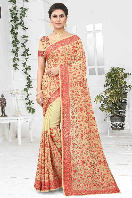 Beige Colour Georgette Designer Saree SD1090634