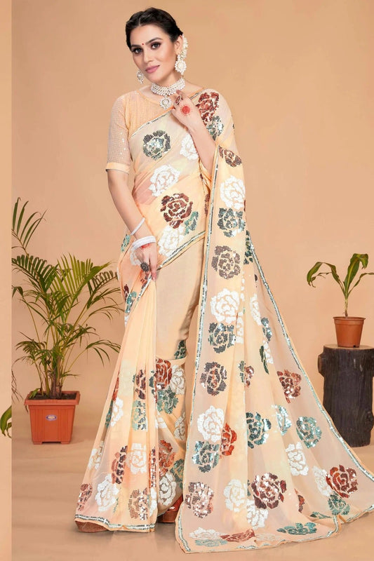 Beige Colour Georgette Designer Saree SD1091119