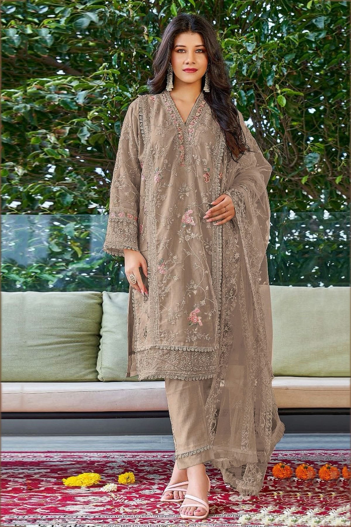 Beige Colour Georgette Pakistani Suit SM1110691