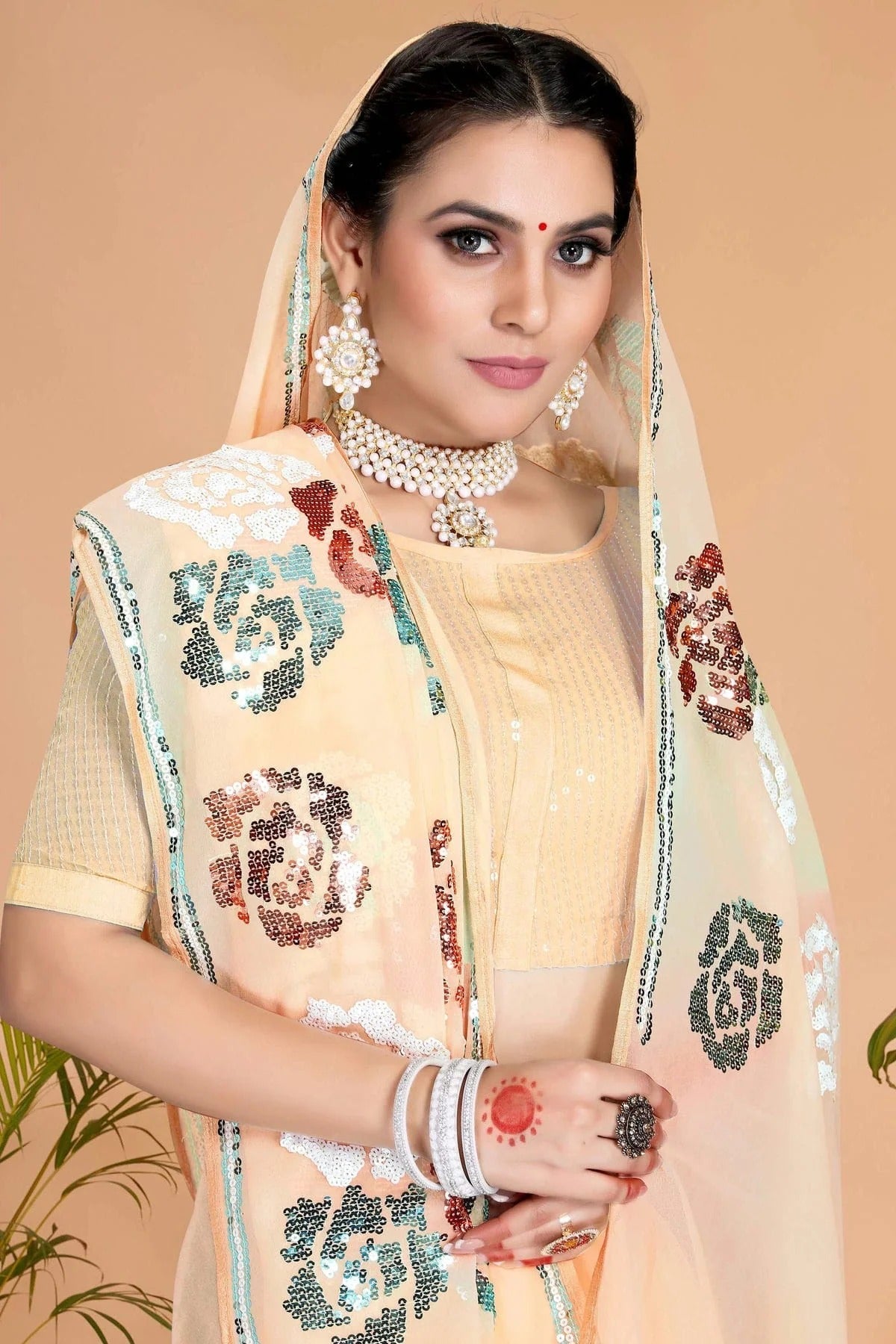 Beige Colour Georgette Saree SD1090739 A