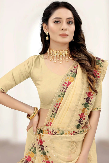 Beige Colour Georgette Saree SD1090932 A