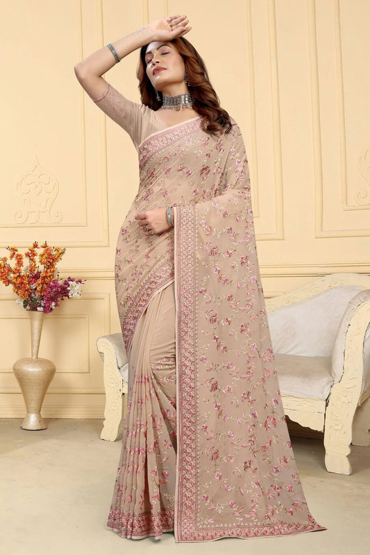 Beige Colour Georgette Saree SD1091042