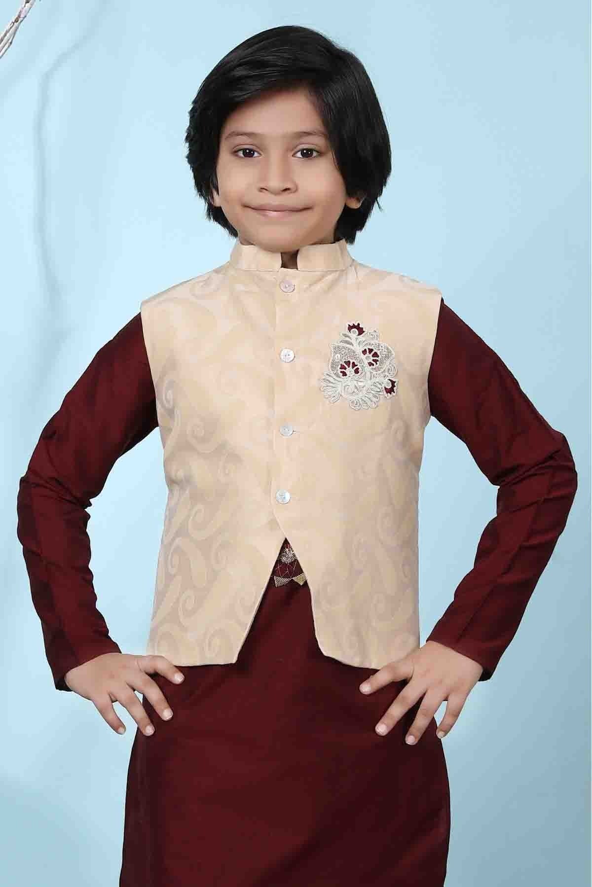 Beige Colour Handloom Silk Jacket BW1070128