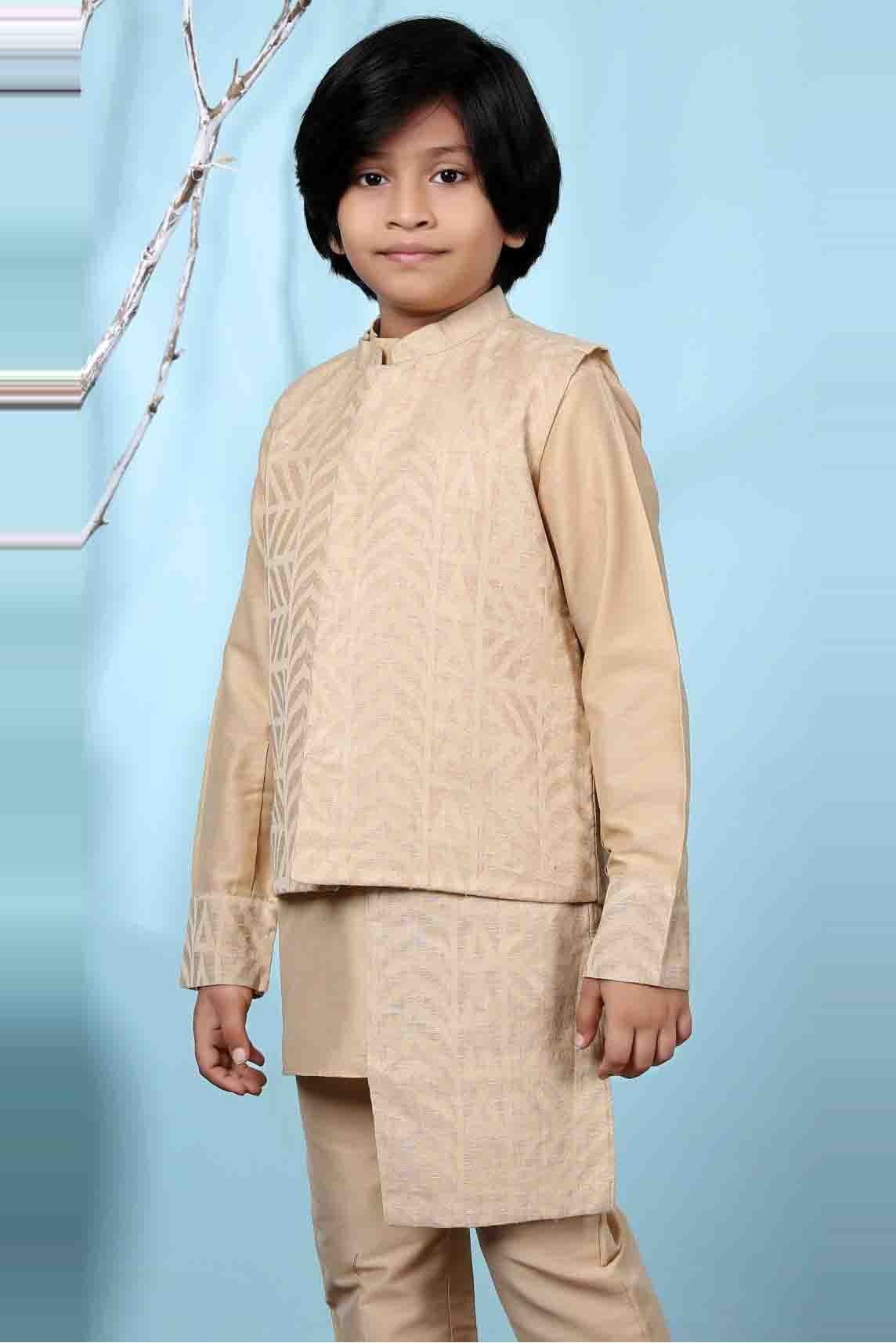 Beige Colour Handloom Silk Jacket BW1070130 A