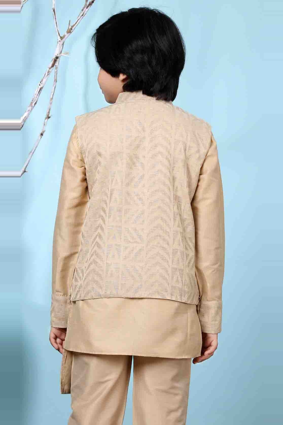 Beige Colour Handloom Silk Jacket BW1070130 C