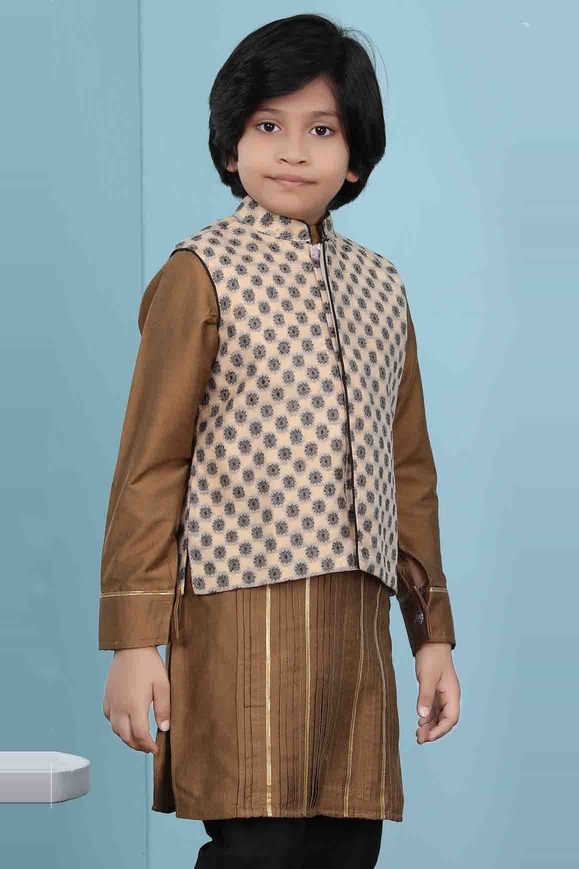 Beige Colour Handloom Silk Jacket BW1070144 A