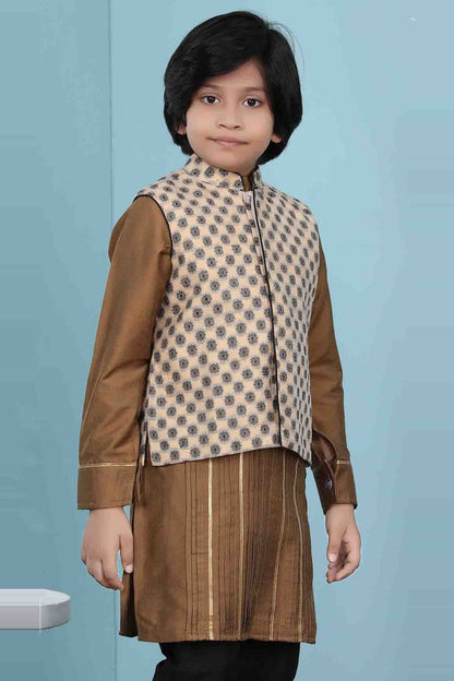 Beige Colour Handloom Silk Jacket BW1070144 A