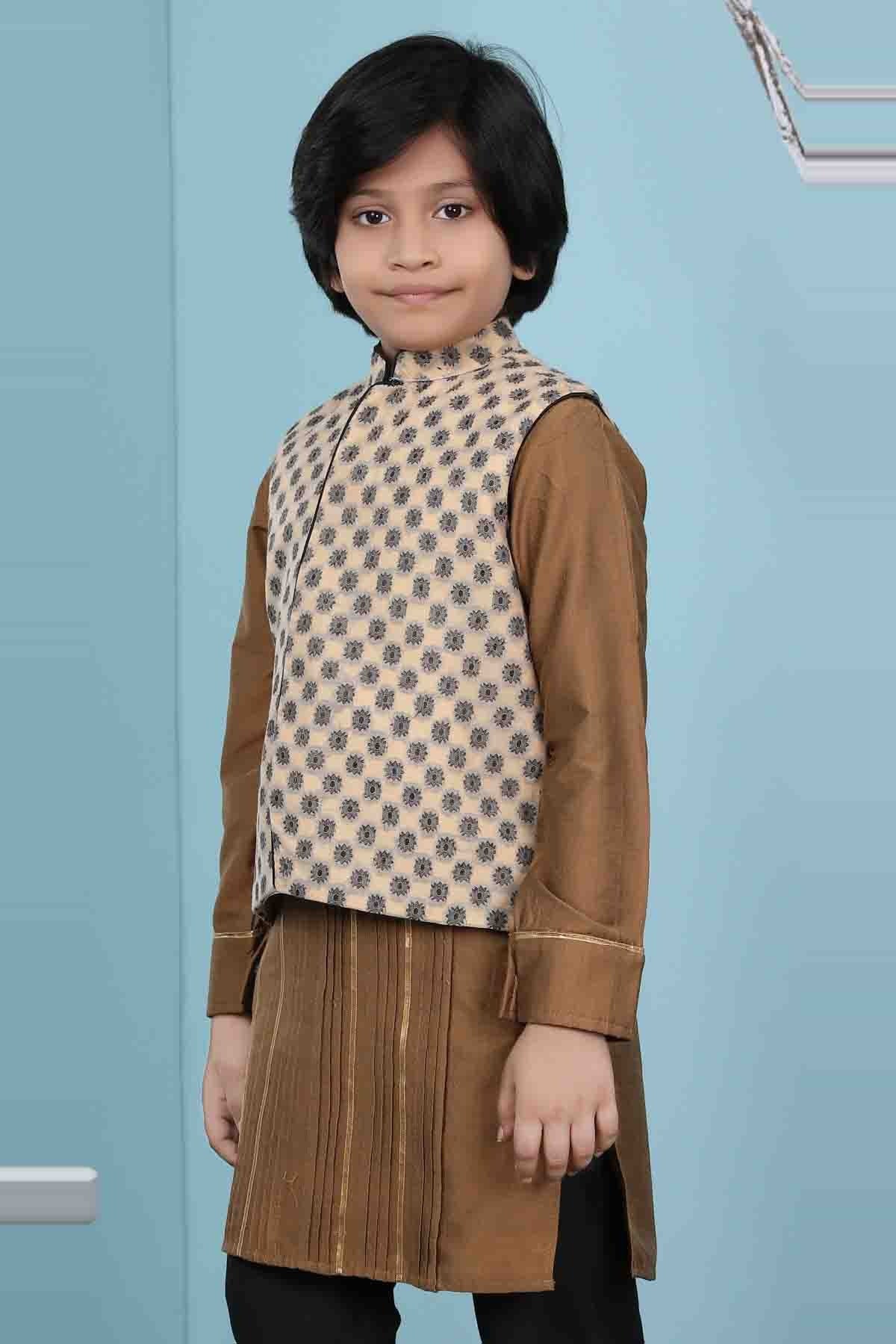 Beige Colour Handloom Silk Jacket BW1070144 B