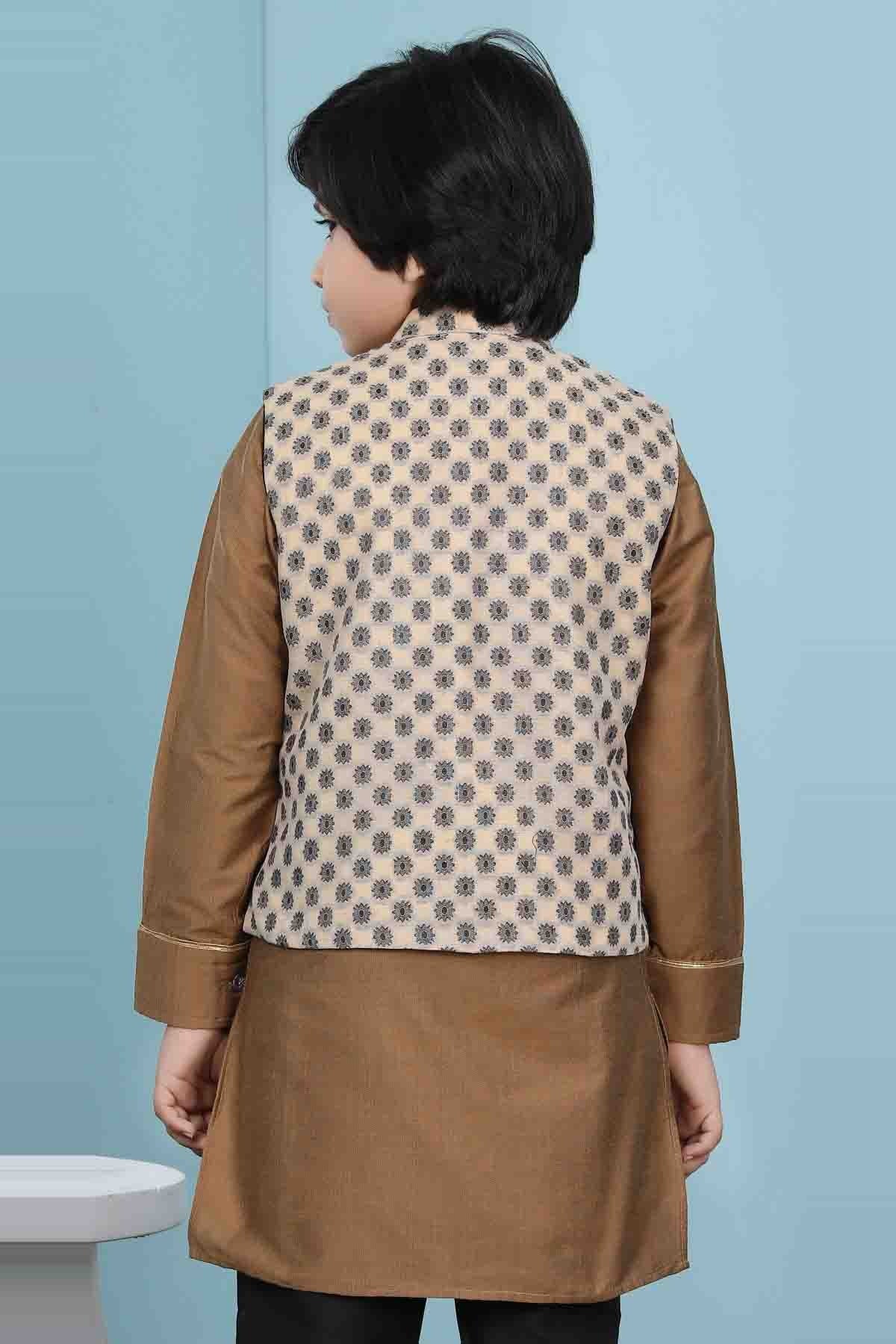 Beige Colour Handloom Silk Jacket BW1070144 C