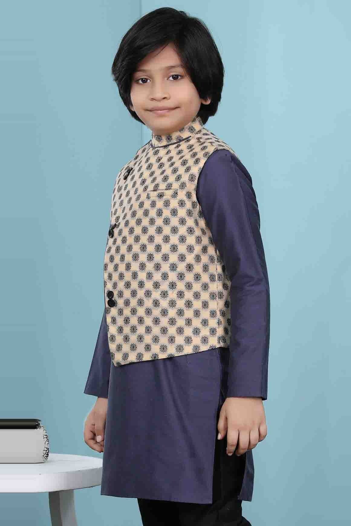 Beige Colour Handloom Silk Jacket BW1070145 A