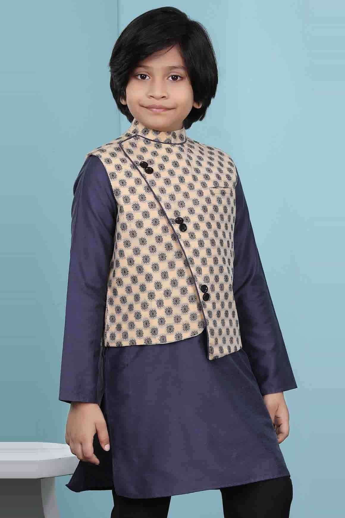 Beige Colour Handloom Silk Jacket BW1070145 B