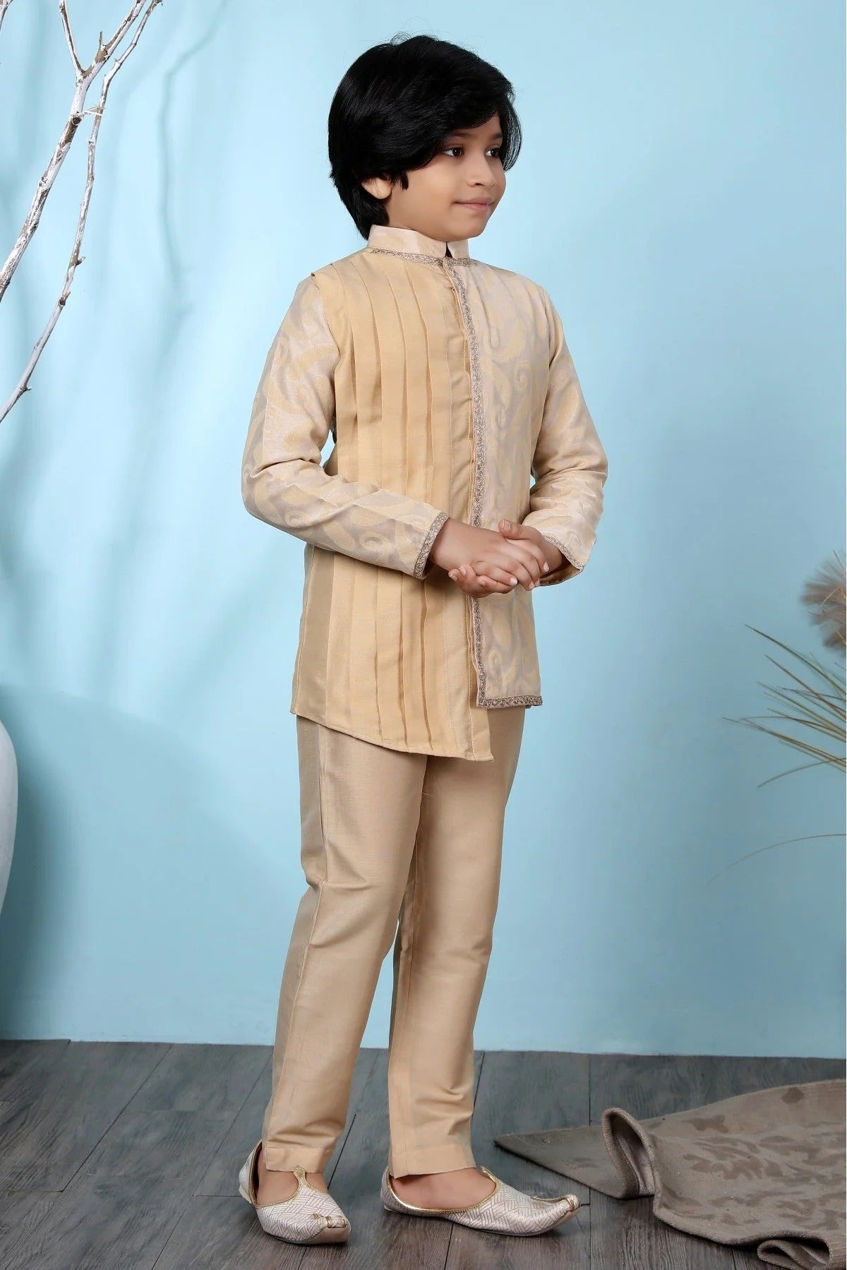 Beige Colour Handloom Silk Kurta Pajama BW1070069 B