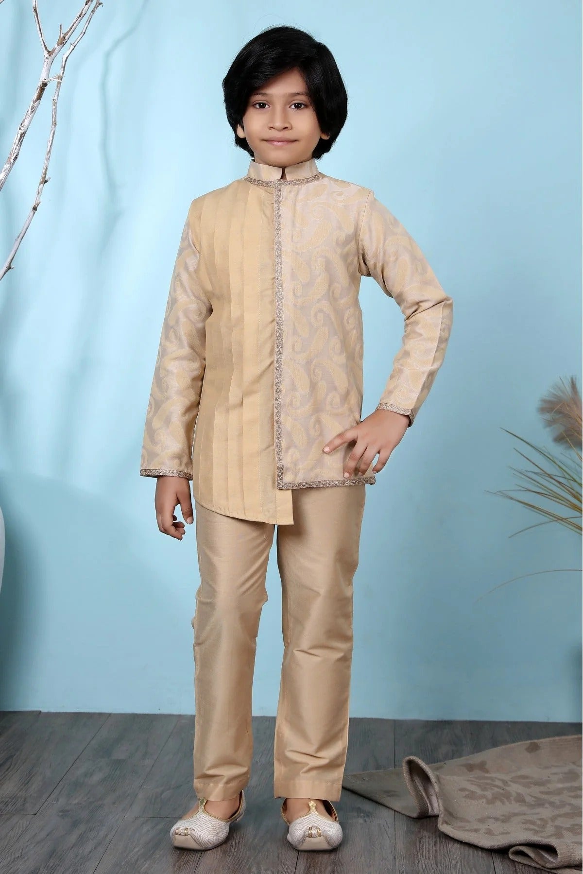 Beige Colour Handloom Silk Kurta Pajama BW1070069
