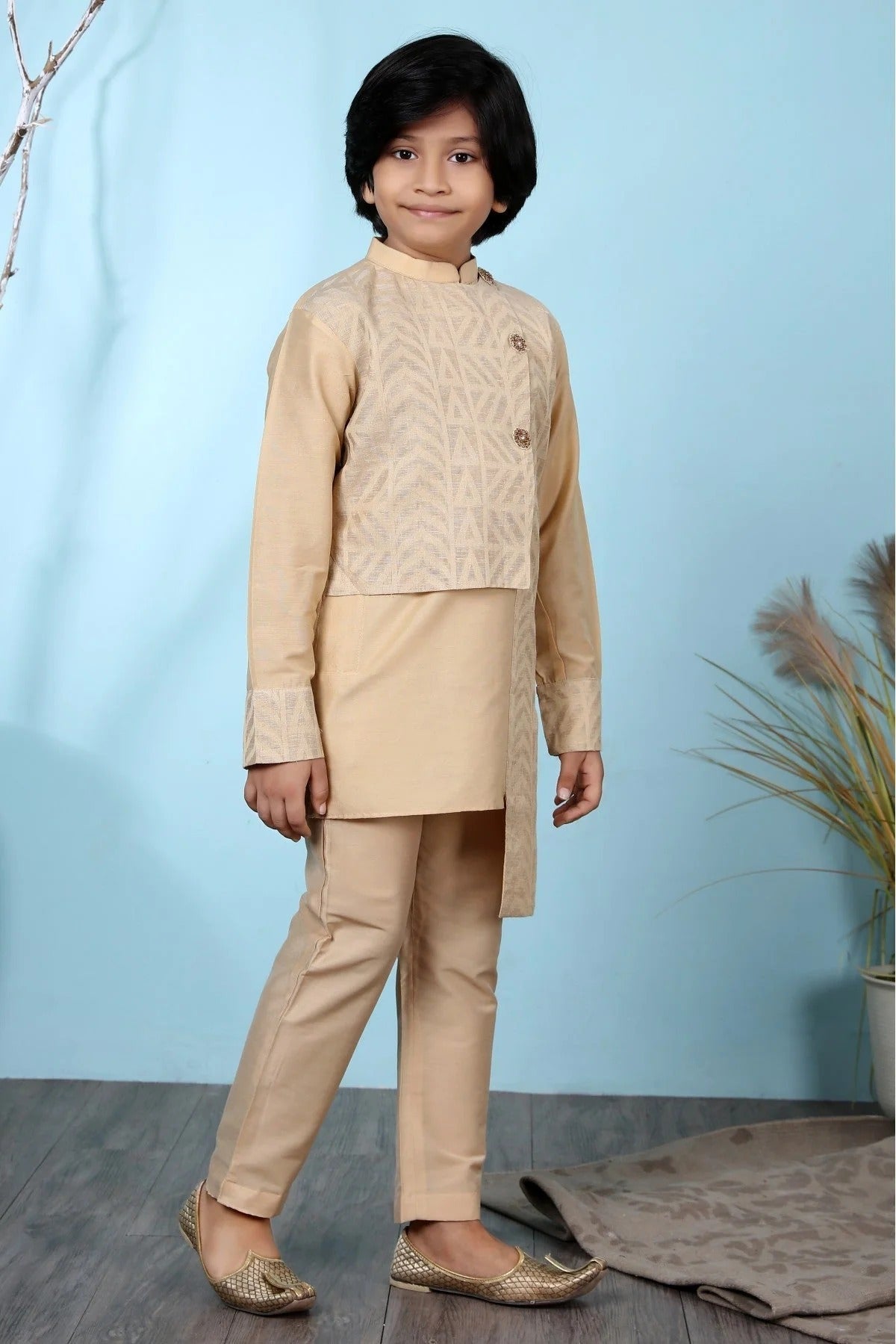 Beige Colour Handloom Silk Kurta Pajama BW1070070 B