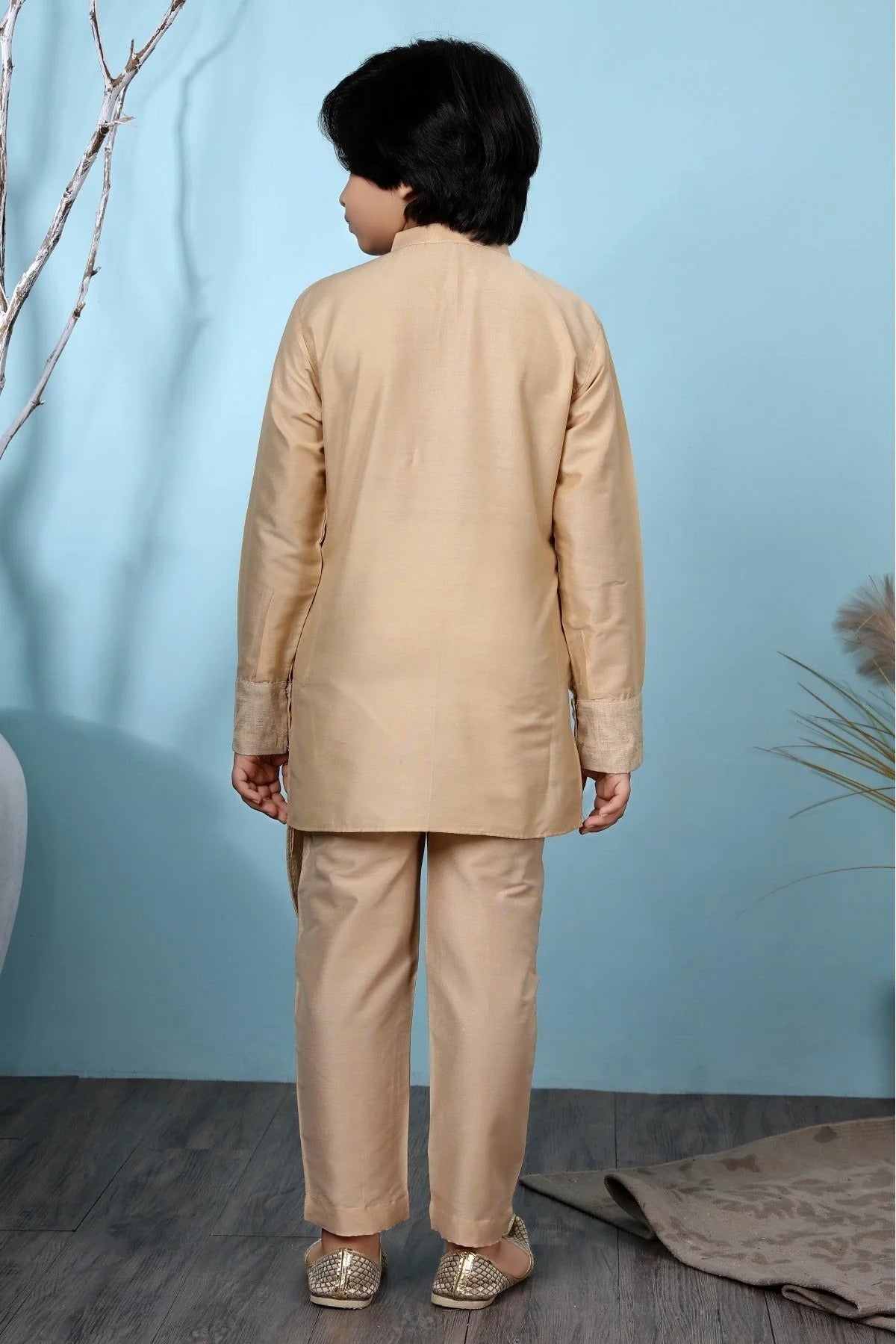 Beige Colour Handloom Silk Kurta Pajama BW1070070 C
