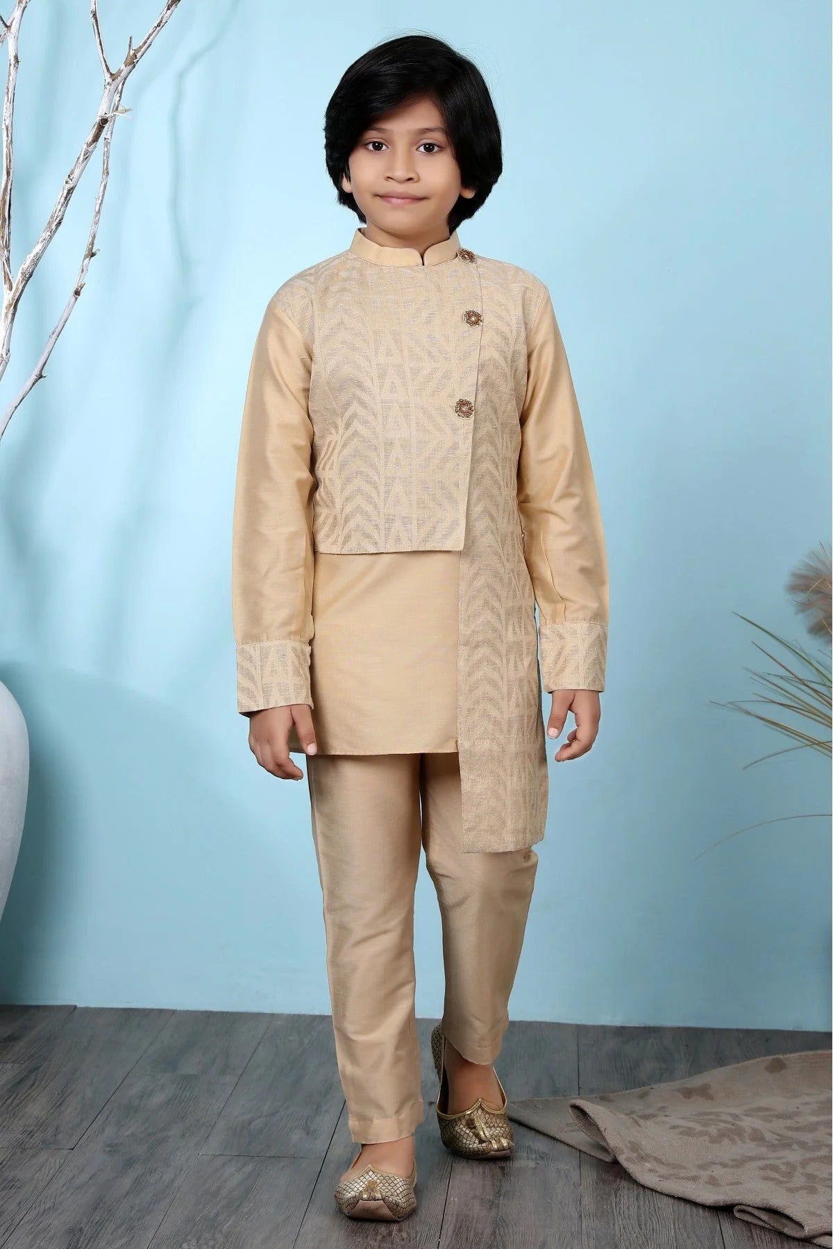 Beige Colour Handloom Silk Kurta Pajama BW1070070