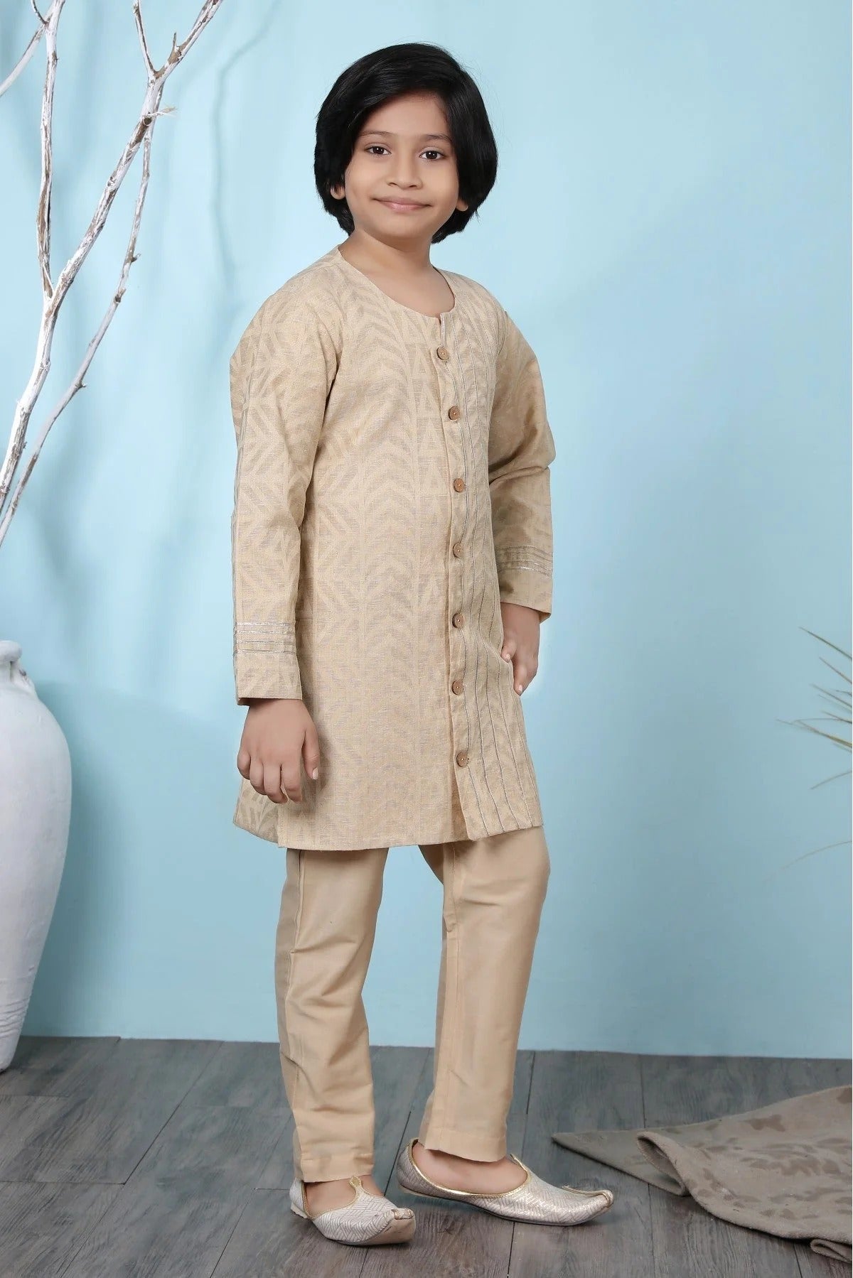 Beige Colour Handloom Silk Kurta Pajama BW1070071 B