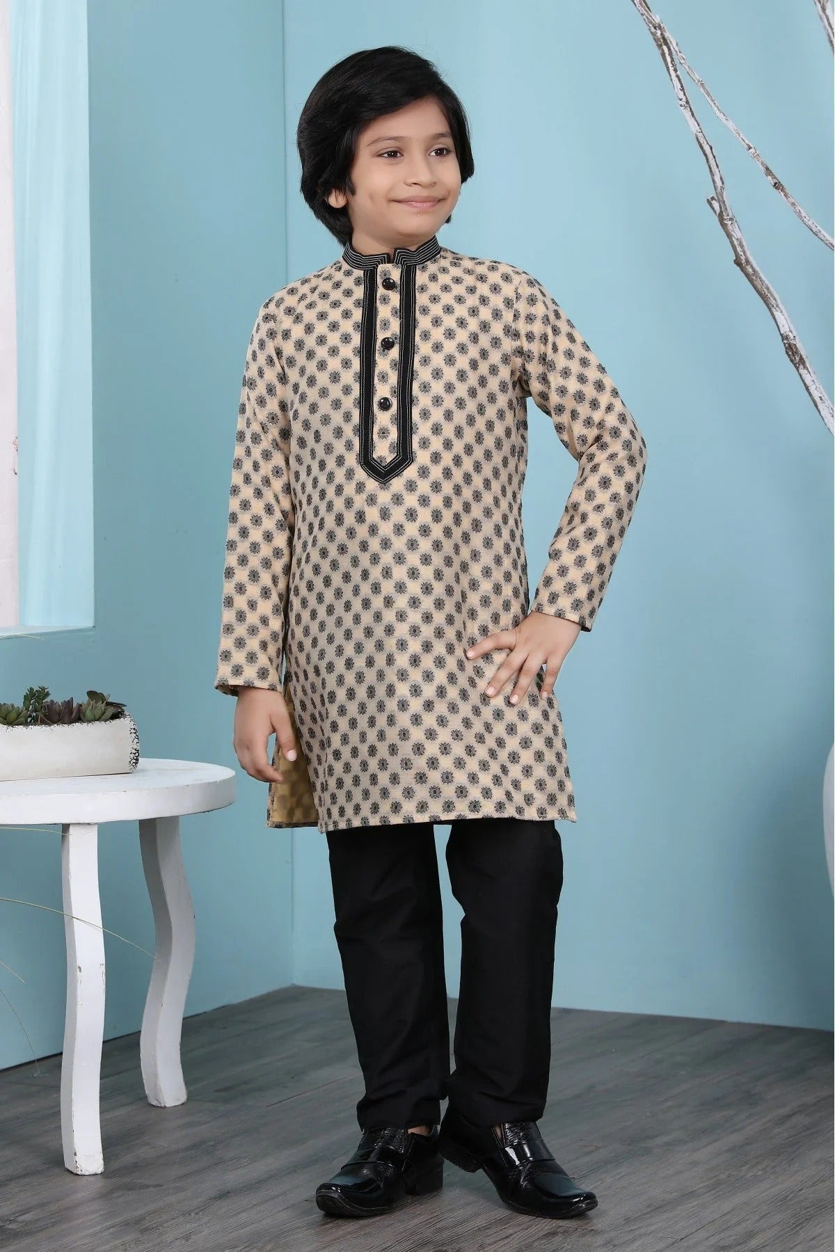 Beige Colour Handloom Silk Kurta Pajama BW1070083