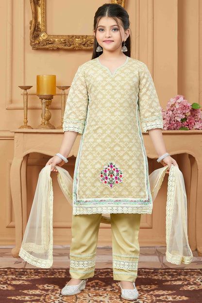Beige Colour Handloom Silk Pant Style Suit GW1070784