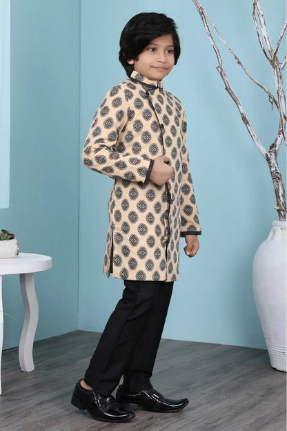 Beige Colour Handloom Silk Sherwani BW1070080 A