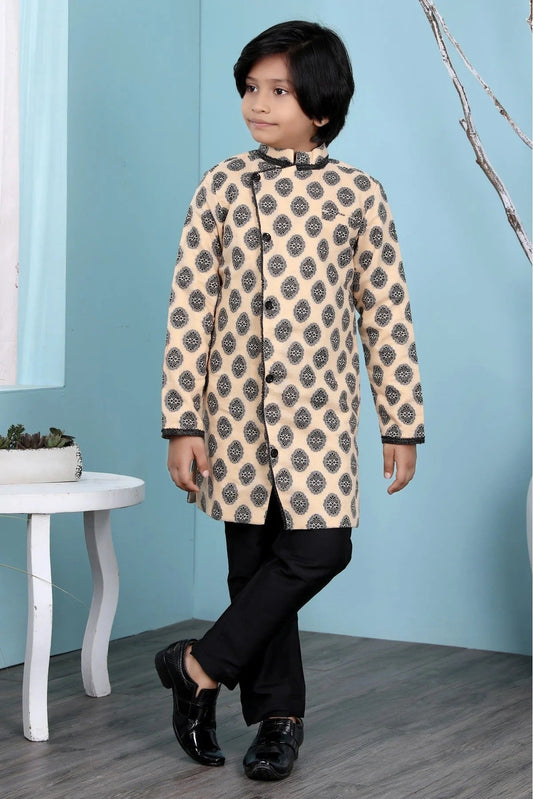 Beige Colour Handloom Silk Sherwani BW1070080