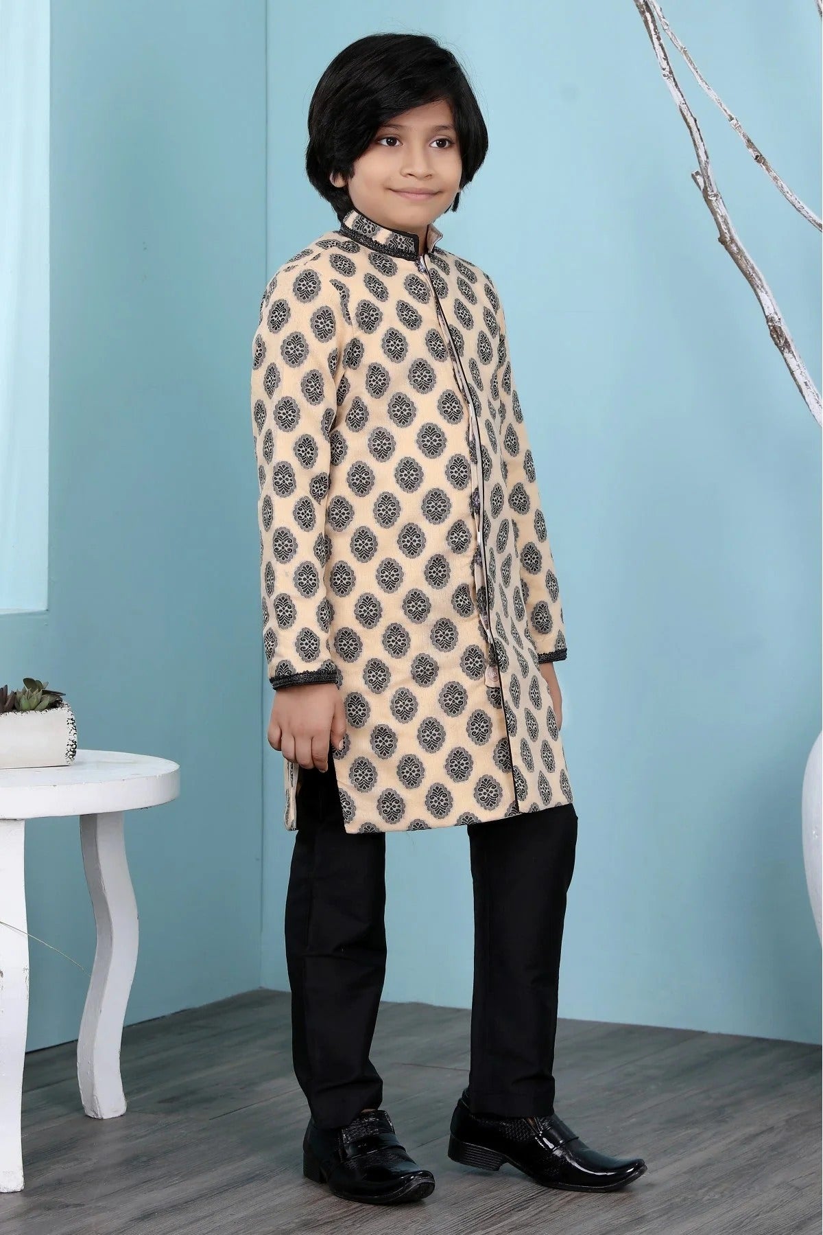 Beige Colour Handloom Silk Sherwani BW1070082 B