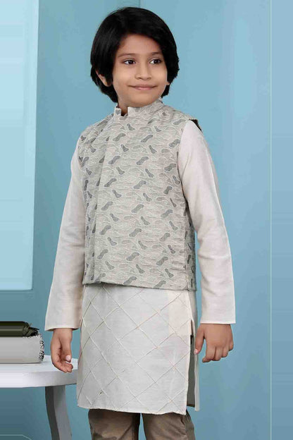 Beige Colour Jacquard Jacket BW1070148 A