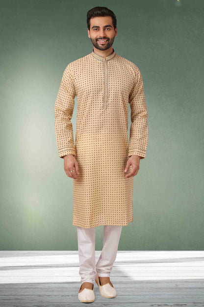 Beige Colour Kurta Pajama In Cotton KP1210129