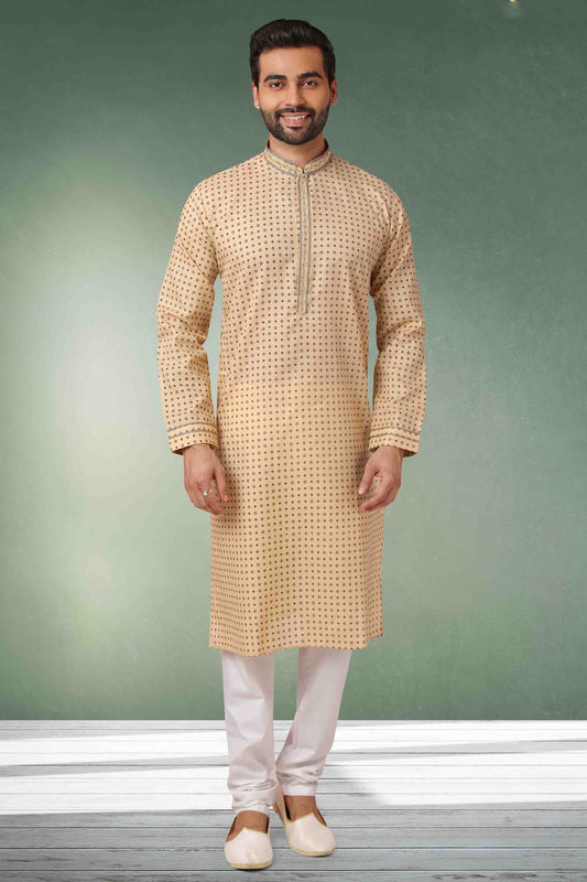 Beige Colour Kurta Pajama In Cotton KP1210129