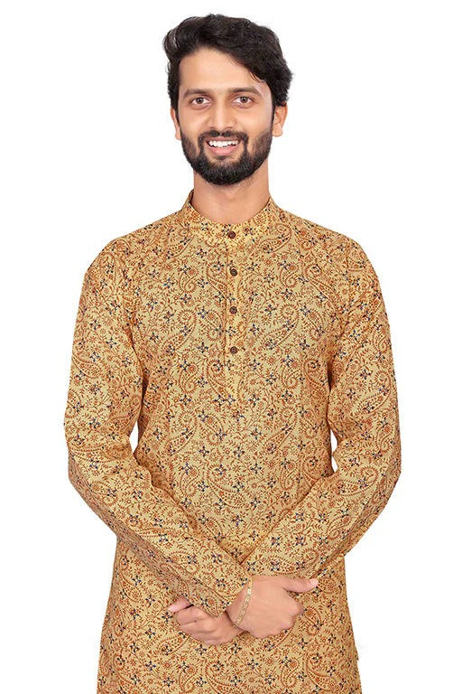 Beige Colour Kurta Pajama In Cotton KP1210191 A