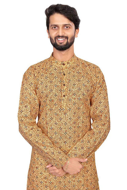 Beige Colour Kurta Pajama In Cotton KP1210191 A