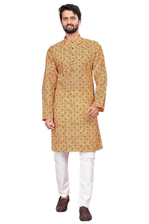 Beige Colour Kurta Pajama In Cotton KP1210191