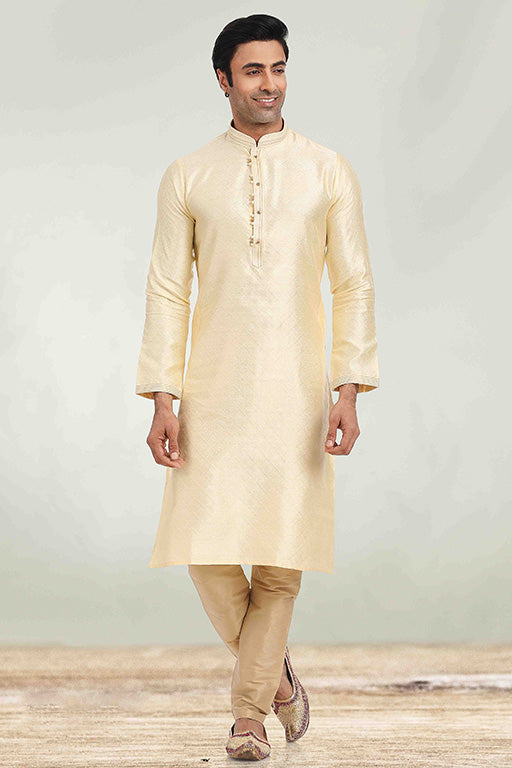 Beige Colour Kurta Pajama In Jacquard KP1210279