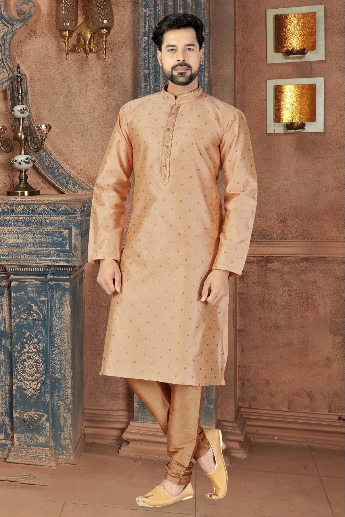 Beige Colour Kurta Pajama In Silk Fabric KP1040090
