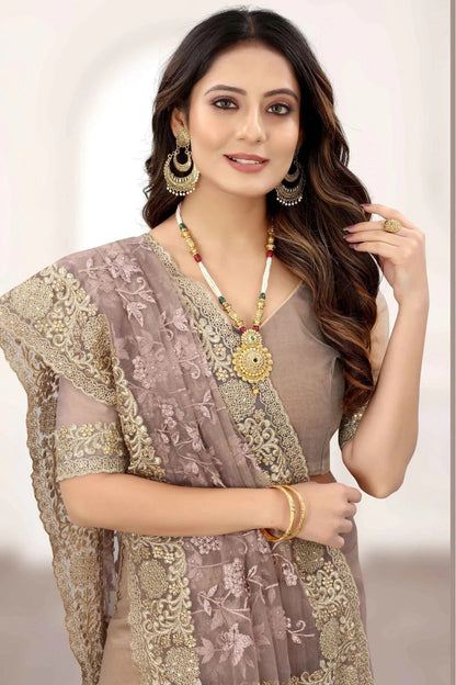 Beige Colour Net Designer Saree SD1120842 A