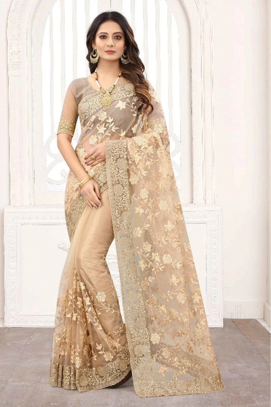 Beige Colour Net Designer Saree SD1120847