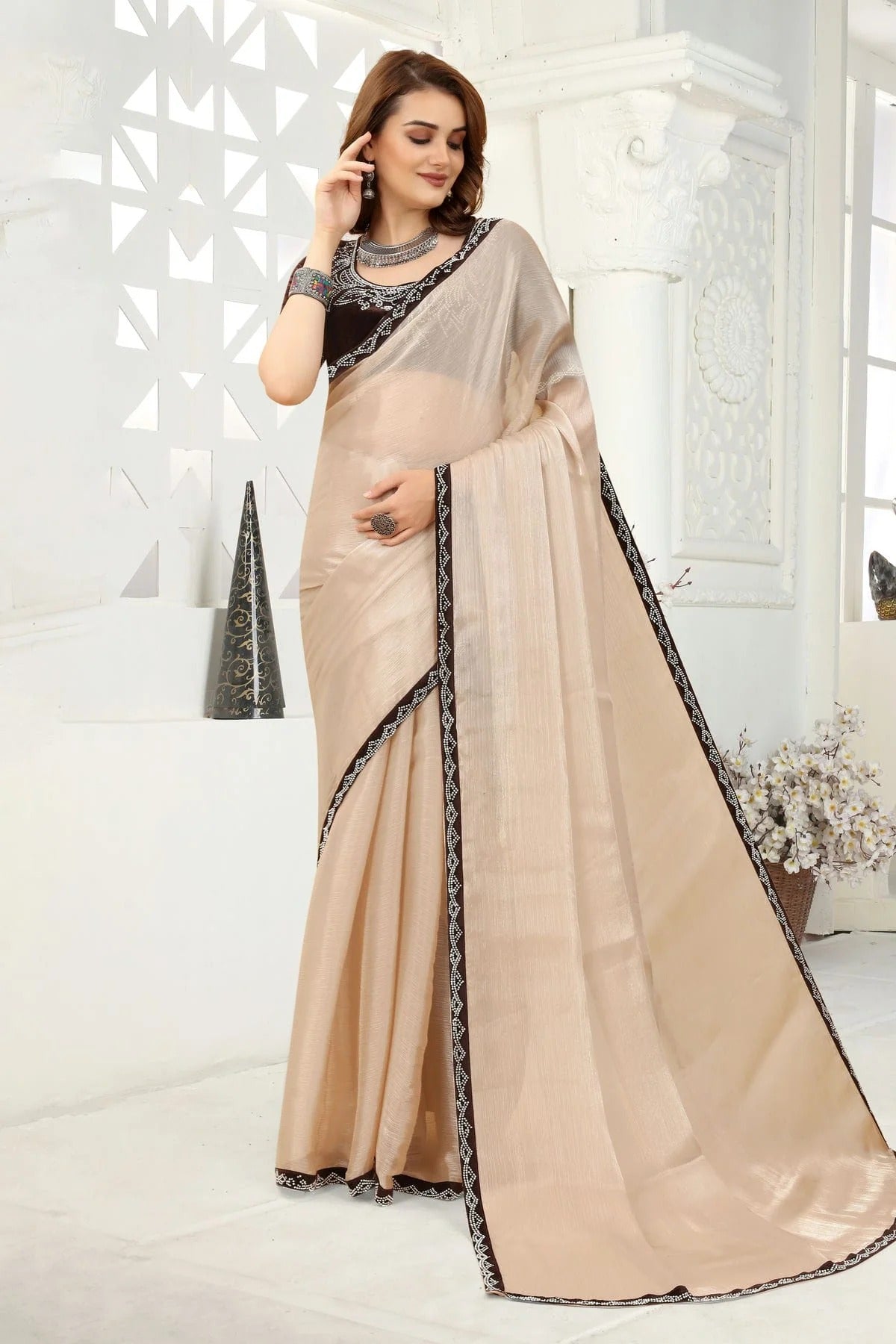 Beige Colour Organza Designer Saree LC1121352