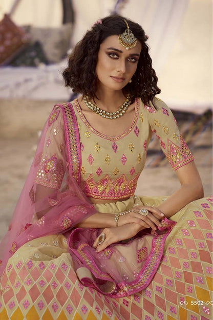 Beige Colour Organza Embroidery Lehenga Choli LC1080234 B