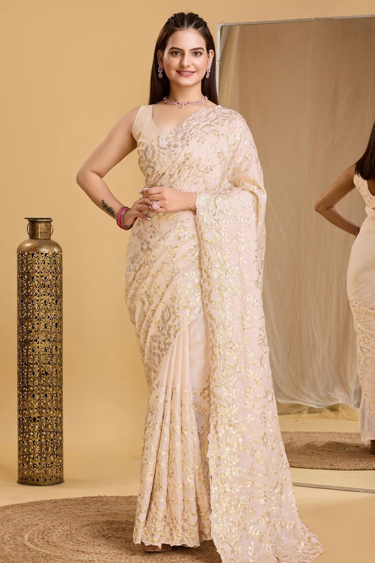 Beige Colour Organza Saree SD1110008