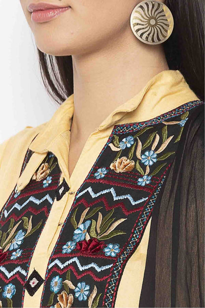 Beige Colour Plus Size Cotton Embroidery Pant Style Suit BW1070318 B