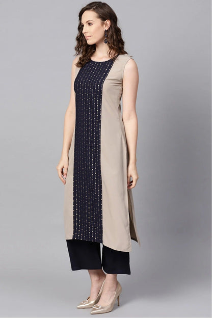 Beige Colour Plus Size Crepe Kurta Set KR1060001 A