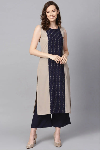 Beige Colour Plus Size Crepe Kurta Set KR1060001