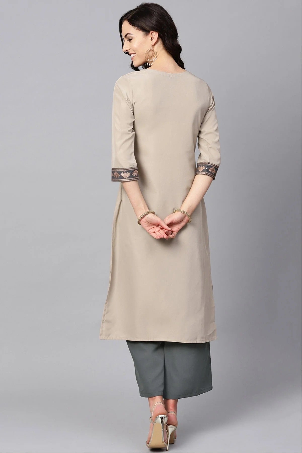 Beige Colour Plus Size Crepe Kurta Set KR1060002 B